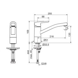 Oras Saga Kkkenbatteri m/Svingtud, Krom